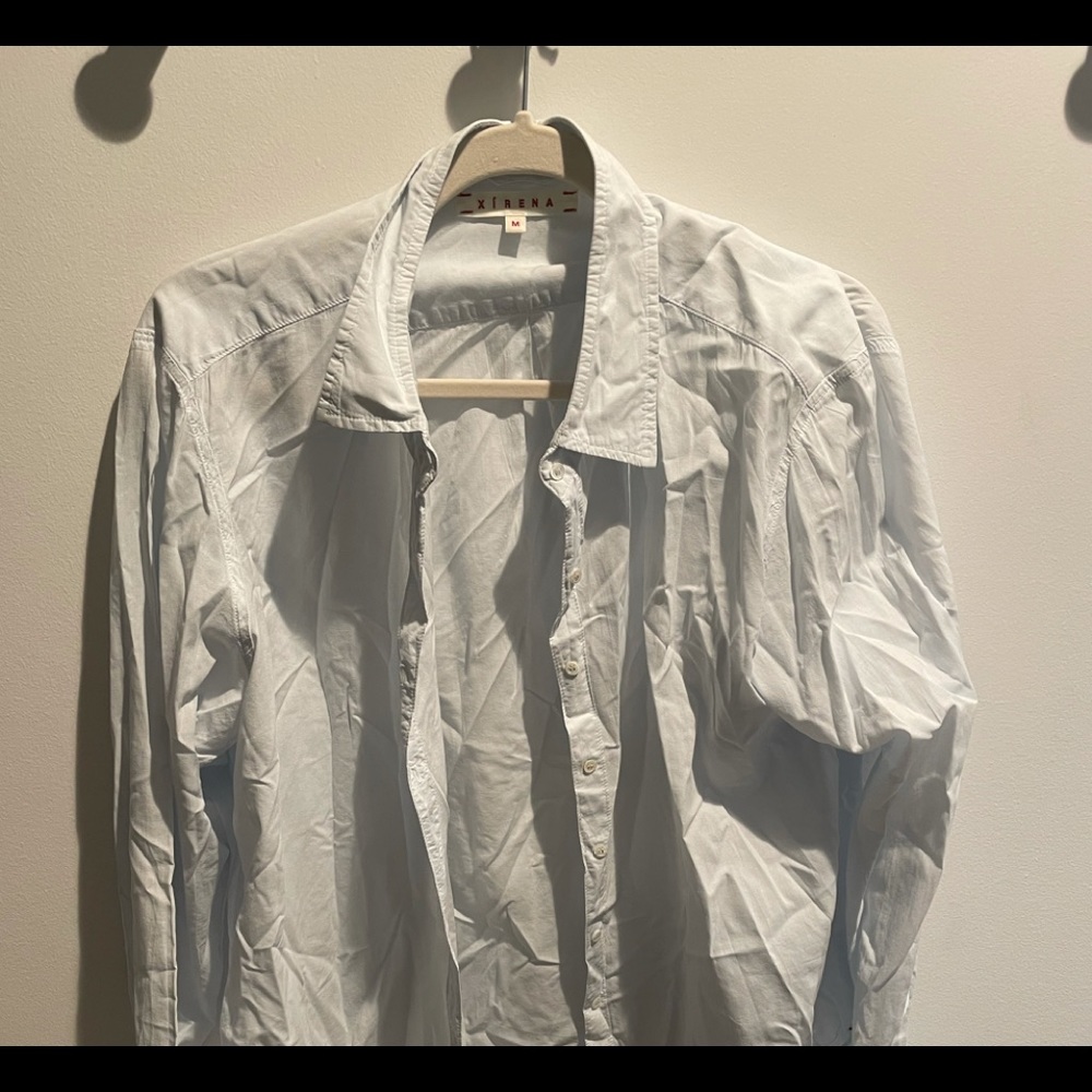 Xirena beau tops button down light blue. Medium